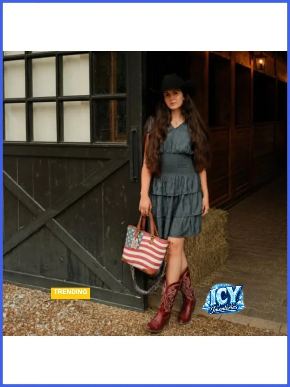 Vintage Patriotic Distressed American Flag Tote Bag with Braided Top Handles